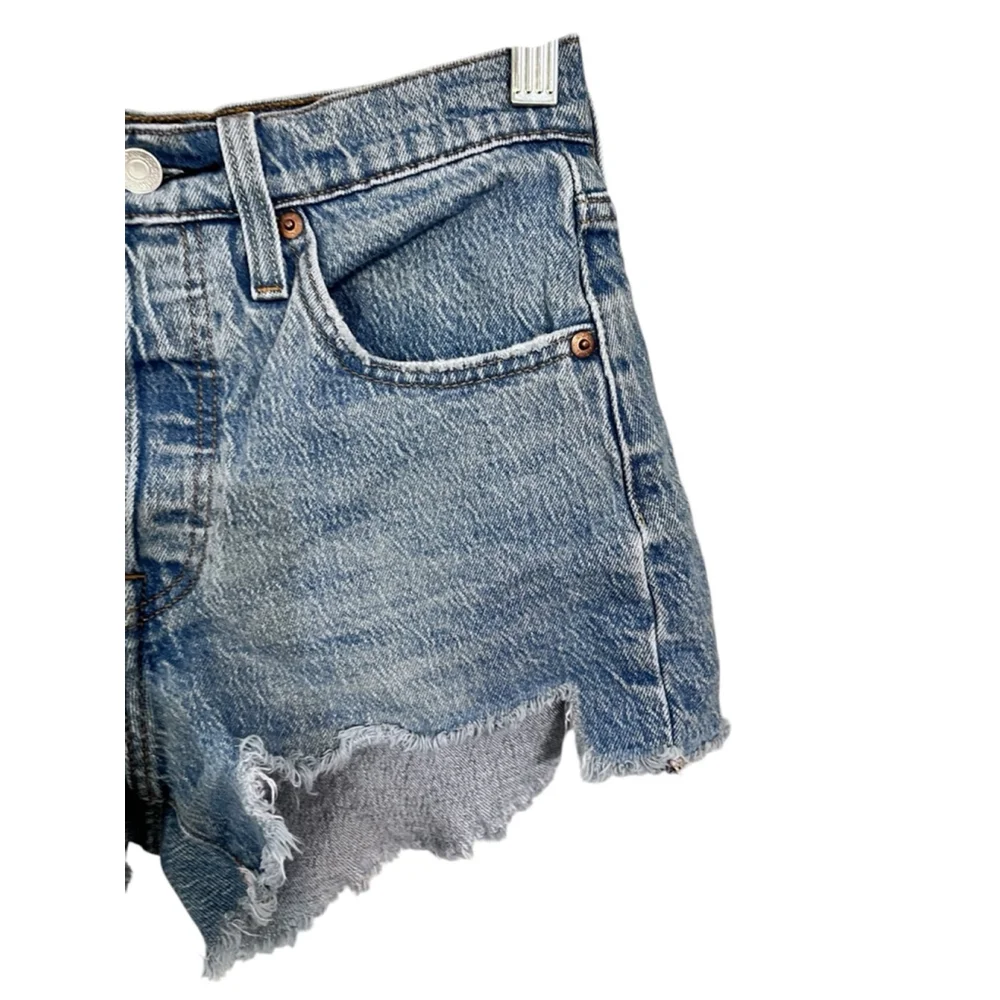 Levi Strauss 501 Button Fly Denim Cutoff Jean Shorts Size 25 Blue Casual Cotton